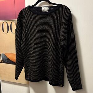 Editions Canada Black Sweater with Gold Stripes